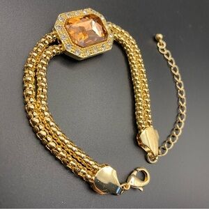 Vintage Citrine Gold Tone Bracelet